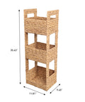 Gunter 35.5 Inch Coastal Handwoven Water Hyacinth 3 Tier Freestanding Storage Tower with natural woven baskets