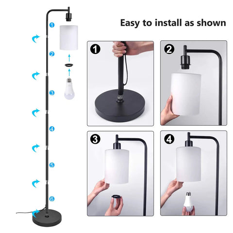 Floor Lamp With Remote And Foot Control Rustic Standing Light assembly instructions with parts and steps shown