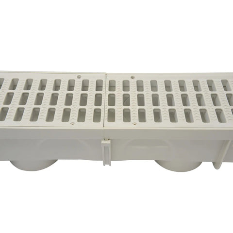 5.5 In Deep Profile Channel Drain Kit With HDPE Grates And End Caps For Driveways, Patios, Pool Decks And Courtyards, Trench And Channel Drainage System, 39.4 In Long, Gray, Includes End Caps
