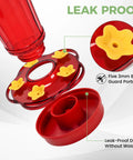 Two Pack Glass Hummingbird Feeders, 14 Ounce Capacity, Five Feeding Ports, Wide Mouth For Easy Filling And Cleaning, includes Leak Proof Gasket