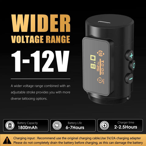 Shura-X Wireless Tattoo Machine Kit With 4.0mm Stroke Setup and 1-12V voltage range display