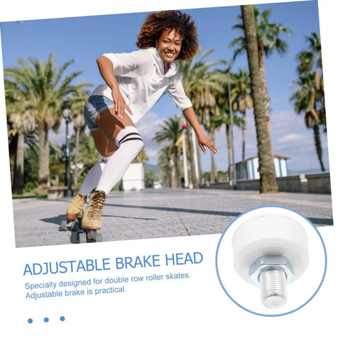 Skater using Toe Stopper For Inline And Quad Roller Skates, Rubber Brake Block, Anti Slip Toe Guard on palm-lined street