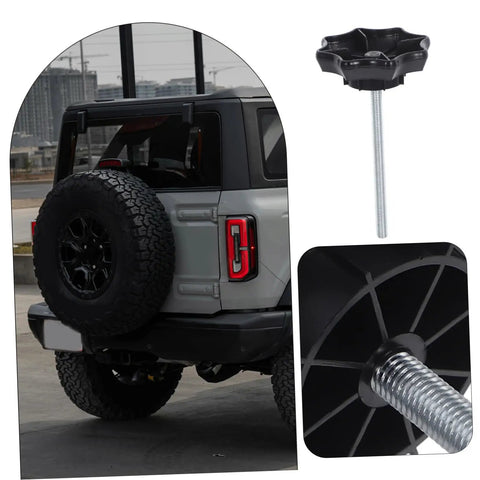Universal Spare Tire Mounting Bolt Clamp For Cars, Built Tough Hold Down Fastener in use on vehicle