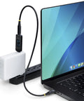 USB C Power Tester And Digital Multimeter Bi Directional Voltage And Current Meter 240W PD EPR Cable Port Tester in use on laptop