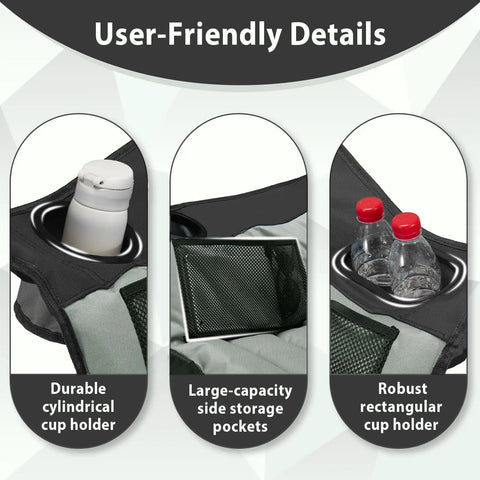 Beefy Heavy Duty Oversized Camping Chair With Side Pocket And Cup Holder featuring user-friendly design, cup holders, and storage pockets.