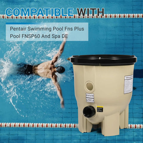 Filter Tank Bottom Assembly Replacement For Pentair FNS Plus Pool FNSP60 And Spa DE 60 Sq Ft next to swimming pool