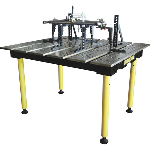 Badass Heavy Duty Modular Welding Table Built With Legit Cnc Machined Five Eighth Peg Holes And A Solid Two Inch Grid for workshops.