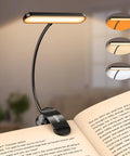 Gritin rechargeable clip-on book light with flexible gooseneck, 19 LEDs, black finish for reading.