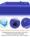 Portable Water Storage Bladder Tank 90 Gallons Large Capacity Blue Water Container showing PVC mesh design and valve