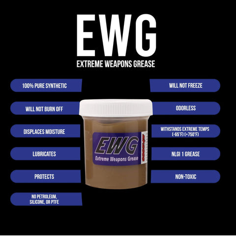 Extreme Weapons Grease EWG For Firearms, Synthetic Light Grease With Extreme Pressure, Pro Grade Shield Against Friction And Wear, 4 Oz Jar