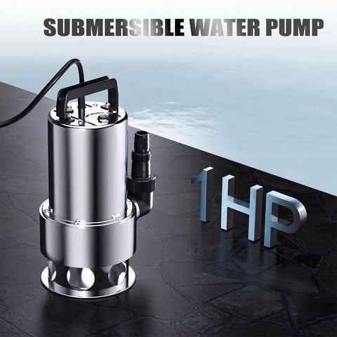 Beast Mode 1 HP Submersible Sump Pump 4500 GPH Dirty And Clean Water Transfer Portable Electric Water Pump displayed on poolside