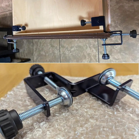 2-Pack Adjustable Drawer Front Mounting Clips And Clamps For Cabinet Hardware Jig, stainless steel and aluminum tool installed