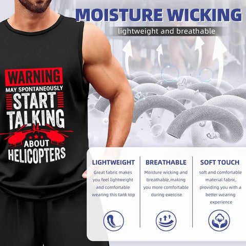 Men's Helicopter Pilot Mechanic Tank Top Hella Comfy Summer Sleeveless Muscle Tee, lightweight cotton, moisture-wicking design.