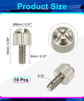 10 Pack 6-32 Knurled Phillips Thumb Screws Nickel Plated Carbon Steel showing sizes and details for precision mounting in PC builds.