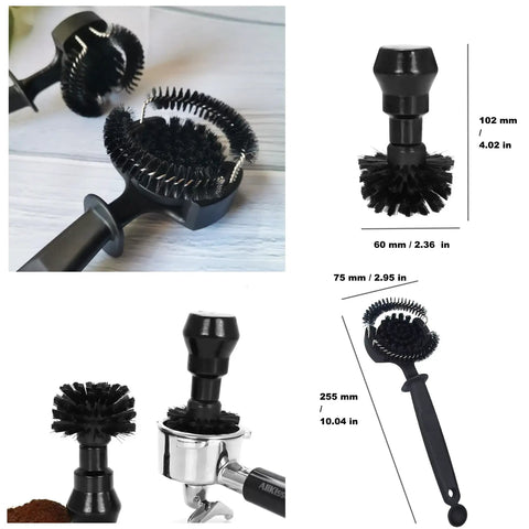 2 Pack Espresso Coffee Machine Cleaning Brush Set For 58mm Portafilter, Group Head And Shower Screen Cleaning Tools, Pro Grade Home Barista Maintenance For Efficient Deep Cleans, black nylon brush set with 102 mm and 255 mm sizes