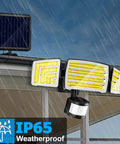 Lit Solar Motion Sensor Flood Lights Outdoor 4000LM With 4 Lighting Modes Remote Control IP65 Waterproof 72Ft Sensing Distance