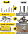 Comparison of 260 Piece Hex Bolts Nuts And Washers Kit Stainless Steel with competitive brands showing size and rust resistance features.