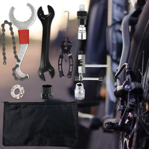 All In One Bike Tool Kit With Eight Pro Grade Bicycle Repair Tools for Mountain Bikes Include Cassette Remover Wrench Crank