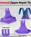 Smooth Operator Three Prong Zipper Jig Sewing Tool For Size 3 And 5 Fasteners, showing tool dimensions and zippered fabric.