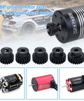 48P Pinion Gear Set For One Tenth RC Car With 3.175mm shaft hole and motors, showcasing a 5-pack with screwdriver for quick install