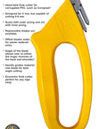 Coro-Claw 4 mm Corrugated Plastic Cutter in yellow, designed for scoring PVC and Coroplast with replaceable blades.