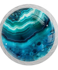 Premium Four Pack Blue Marble Agate Drawer Knobs With Crystal Glass Tops And Durable Plastic Bases For Kitchen Cabinets And Dressers Featuring A Rock Solid Mushroom Shape That Delivers Clean Slick Style Indoors, close-up of blue marble pattern.