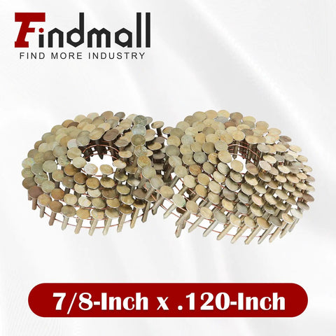 3600 Count Coil Roofing Nails Seven Eighths Inch Long With 0.120 Inch Diameter 15 Degree Round Head Wire Weld Collated