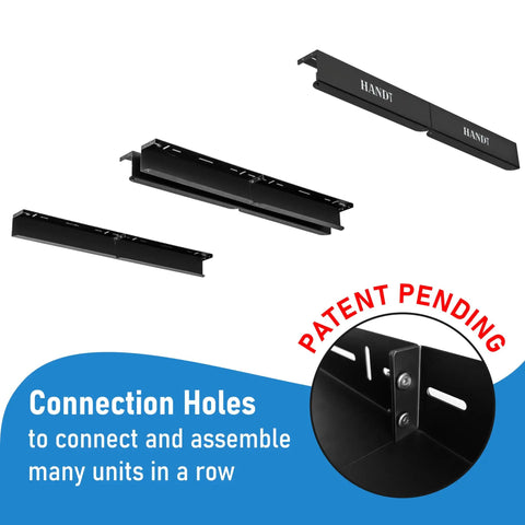 Overhead Garage Storage Rack System For Ceiling Tote Bins Heavy Duty Hanging Rails Metal Shelving connection holes detail