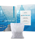 On-The-Go Alkaline Water Filter Pouch For Bottles, Pitchers And Jugs with packaging and filter beads visible