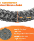 Wood stove gasket rope, 7/8in x 72in, grey fiberglass door seal, Amazon brand