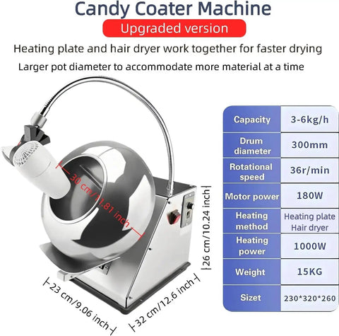 No Sweat Operation Meets Top Tier Build In This Stainless Steel Sugar Coater And Chocolate Candy Polishing Drying Machine showcasing a compact design.