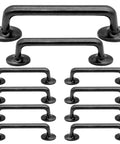 Rustic Black Silver Cabinet Handles Set Of 10 Drawer Pulls Zinc Alloy One Piece Die Cast Construction Center To Center 3 7/8 Inches