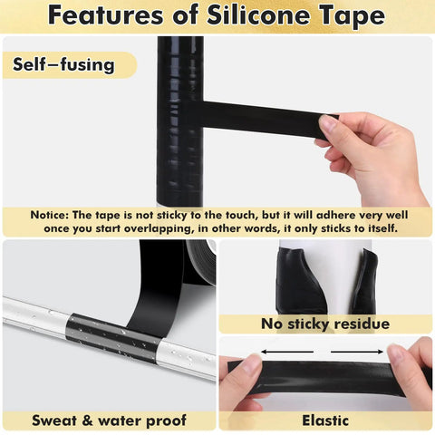 Self Fusing Silicone Tape Three Rolls For In A Pinch Emergency Pipe And Plumbing Repair Rubber Rescue Tape demonstration