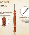Go-To Stiletto and Pressing Tool for Quilting and Sewing with wooden handle and steel tip shown in product detail image