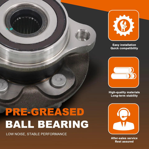 Close-up view of pre-greased ball bearing, component of Two Front Wheel Hub Bearing Assemblies 513402 Fits Toyota Corolla 2019 Through 2022.