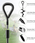Rock Solid Legit Heavy Duty 18 Inch Ground Anchors screw in earth stakes with T handle wrench, showing design and sharp tips.