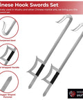 Chinese Hook Swords Set For Wushu And Martial Arts Training, 33 Inch Durable Alloy Blades with Cord Wrapped Handles