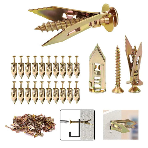 No Drill Drywall Anchors Kit With Screws Self Drilling Wall Fasteners For Hollow Walls DIY Friendly Heavy Duty Mounting 20 Pcs Set