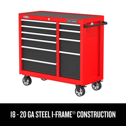 41 Inch Rolling Tool Chest With 10 Drawers And Soft Close Full Extension Slides, 18 To 20 Gauge Steel I Frame Construction