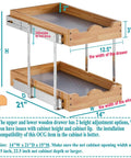 The Real Deal Heavy Duty Two Tier Pull Out Cabinet Organizer With Super Smooth Gliding Wood Shelves, 14x21 inch size, adjustable height.