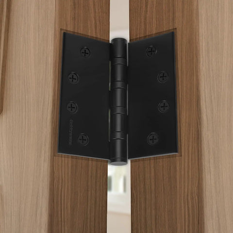 3 Pack 4 By 4 Inch Ball Bearing Door Hinges Matte Black Stainless Steel Exterior Hinges With Square Corners Heavy Duty Smooth Quiet Operation Non Removable Pin Weatherproof For All Exterior Doors on wood door