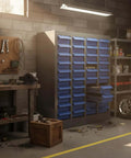 Beefy Heavy Duty Small Parts Storage Organizer With 40 Blue ABS Drawers, 25 Inch High Steel Nuts And Bolts Cabinet For Screws