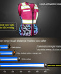 Women High Visibility Safety Vest Packing Nine Multi Pockets Sewn From Cool Breathable Mesh With Glowing Reflective Strips For Tough Job Sites Or Dusk Runs Built Different In Dope Rainbow Pink To Keep You Comfortable with light-activated visibility features.