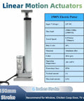 Heavy Duty 12V Electric Linear Actuator With 150mm Stroke 330 Lb Load And 10mm Per Second Lift Speed beside specs table
