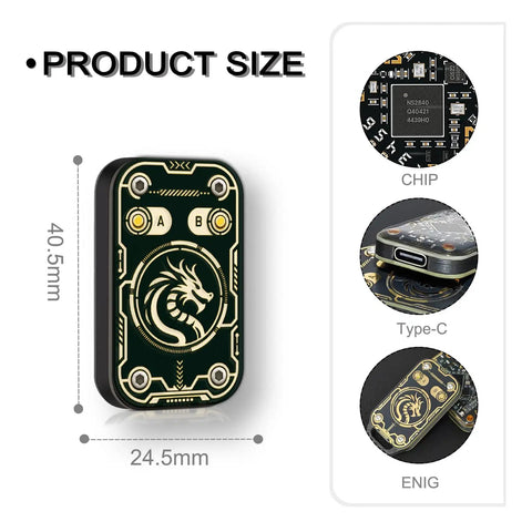 Beast All In One Dual Frequency RFID Emulator And Card Copier With Bluetooth 5.0 USB C Reader, showing size and chip details.
