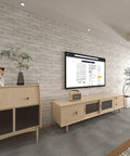 Living room with brick wallpaper peel and stick 3D faux brick self adhesive removable wallpaper backsplash for walls white and gray