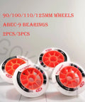 Pro Inline Skate Wheels Set 2 Pack 90mm 100mm 110mm 125mm With 85A Hardness ABEC-9 Bearings High Rebound PU