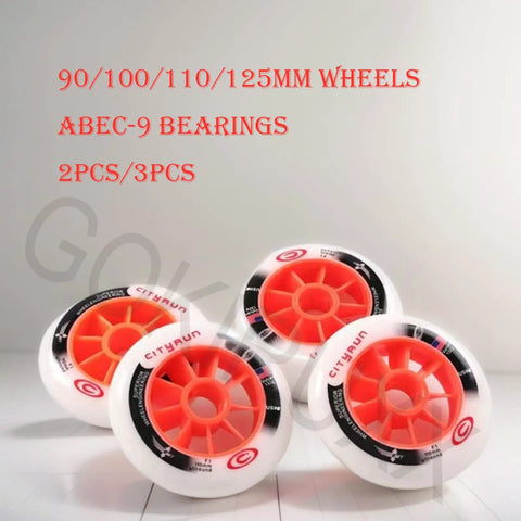 Pro Inline Skate Wheels Set 2 Pack 90mm 100mm 110mm 125mm With 85A Hardness ABEC-9 Bearings High Rebound PU