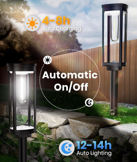 Solar Pathway Lights Outdoor 8 Pack Waterproof No Fuss Upgraded Dusk To Dawn Auto On Off Walkway Landscape Driveway