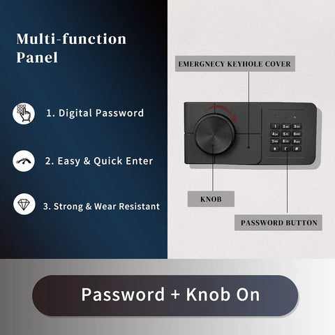 Home Security Safe With Programmable Keypad, Steel Lock Box With Alarm System For Office, Home, And Hotel, emergency key panel